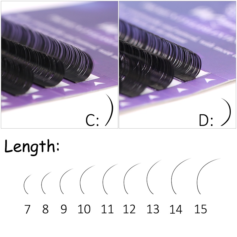 12Rows C Curl giả lông mi đen 8-15mm giả kết hợp trang trí của lông mi tự nhiên mềm tổng hợp nâng cao