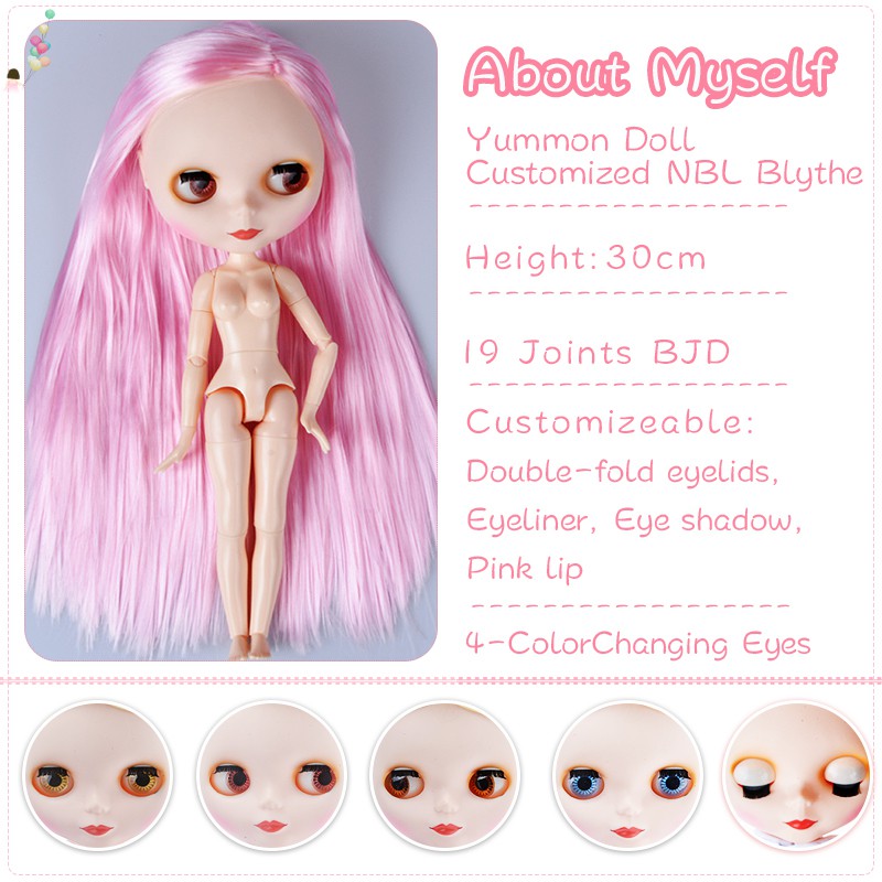 Blythe Búp Bê NBL Tùy Chỉnh Sáng Bóng Mặt 1/6 Bjd Bóng Khớp Cho Cô Gái Búp bê cô gái mắt To