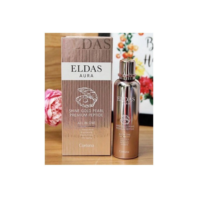 Serum dưỡng trắng da, cải thiện nếp nhăn Eldas Aura Shine Gold Pearl Premium Peptide All In One 100ml- HAFA BEAUTY