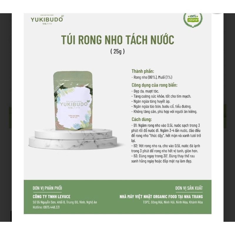 [ Giảm giá sốc duy nhất hôm nay ] Rong nho Yukibudo Chính Hãng Việt Nam ( túi 25g )