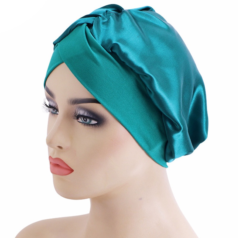 Khăn Turban Thắt Nút Chéo Màu Trơn Phong Cách Bohemian