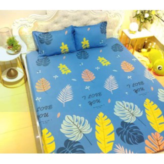 [HCM]Bộ Ga Gối 3 Món 1m4x2m cotton poly,sẵn hàng-lá dương xỉ