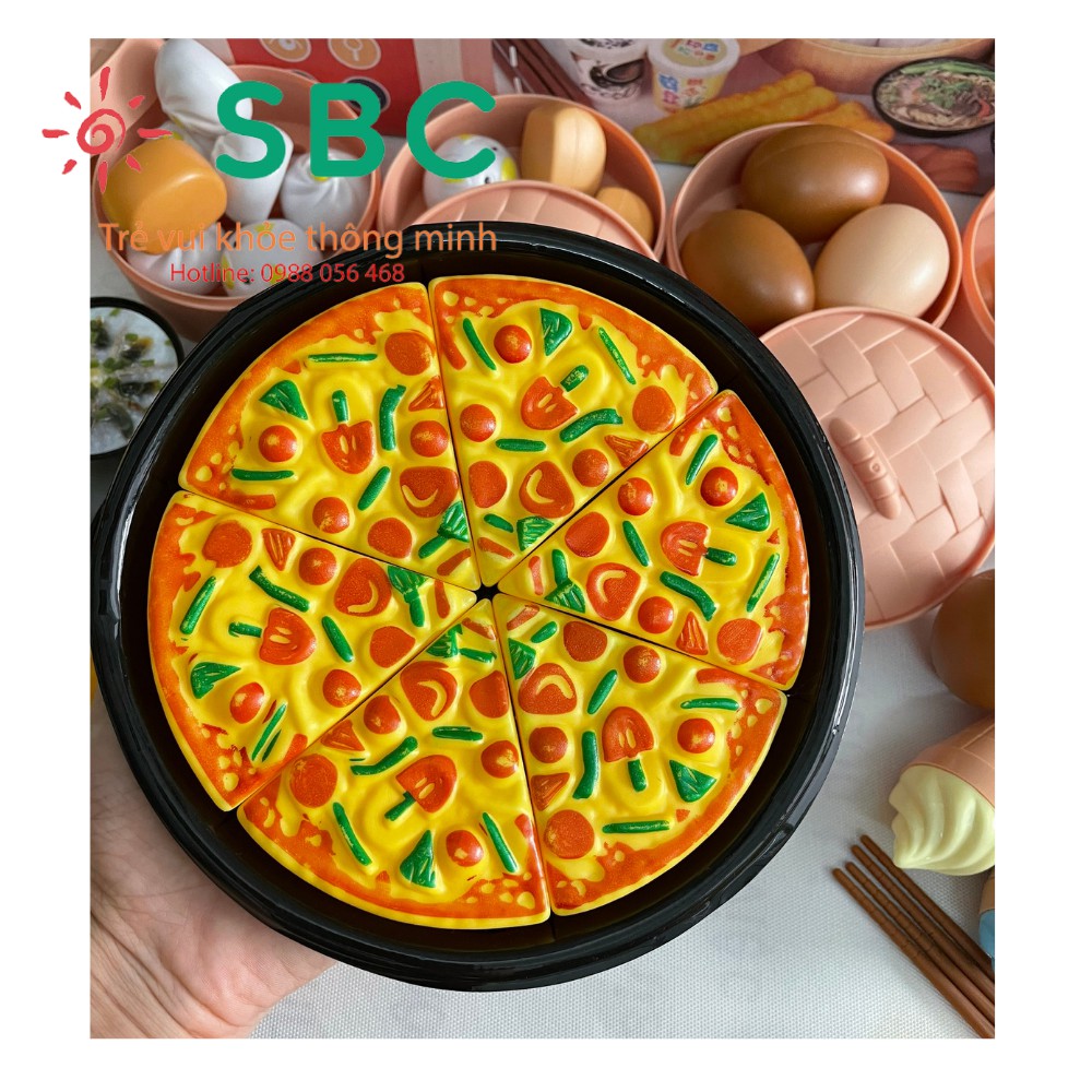 [Mã LIFETOYS1 giảm 30K đơn 99K] Hàng đẹp có hộp có pizza - Hộp đồ chơi nấu ăn 58 và 84 chi tiết các món ăn cho bé chơi