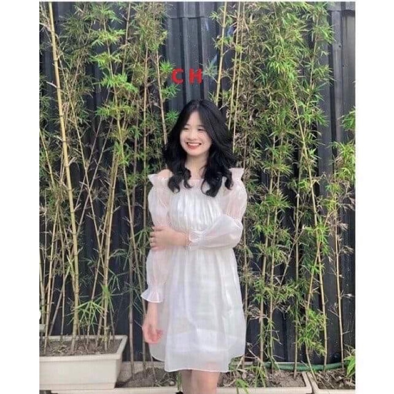 Váy Trễ Vai Bánh Bèo Voan Tơ 2 lớp🎀 Đầm Dự Tiệc rớt Vai Màu Trắng🎀Áo lệch vai dài tay tiểu thư 2 lớp vintage Ullzang | BigBuy360 - bigbuy360.vn