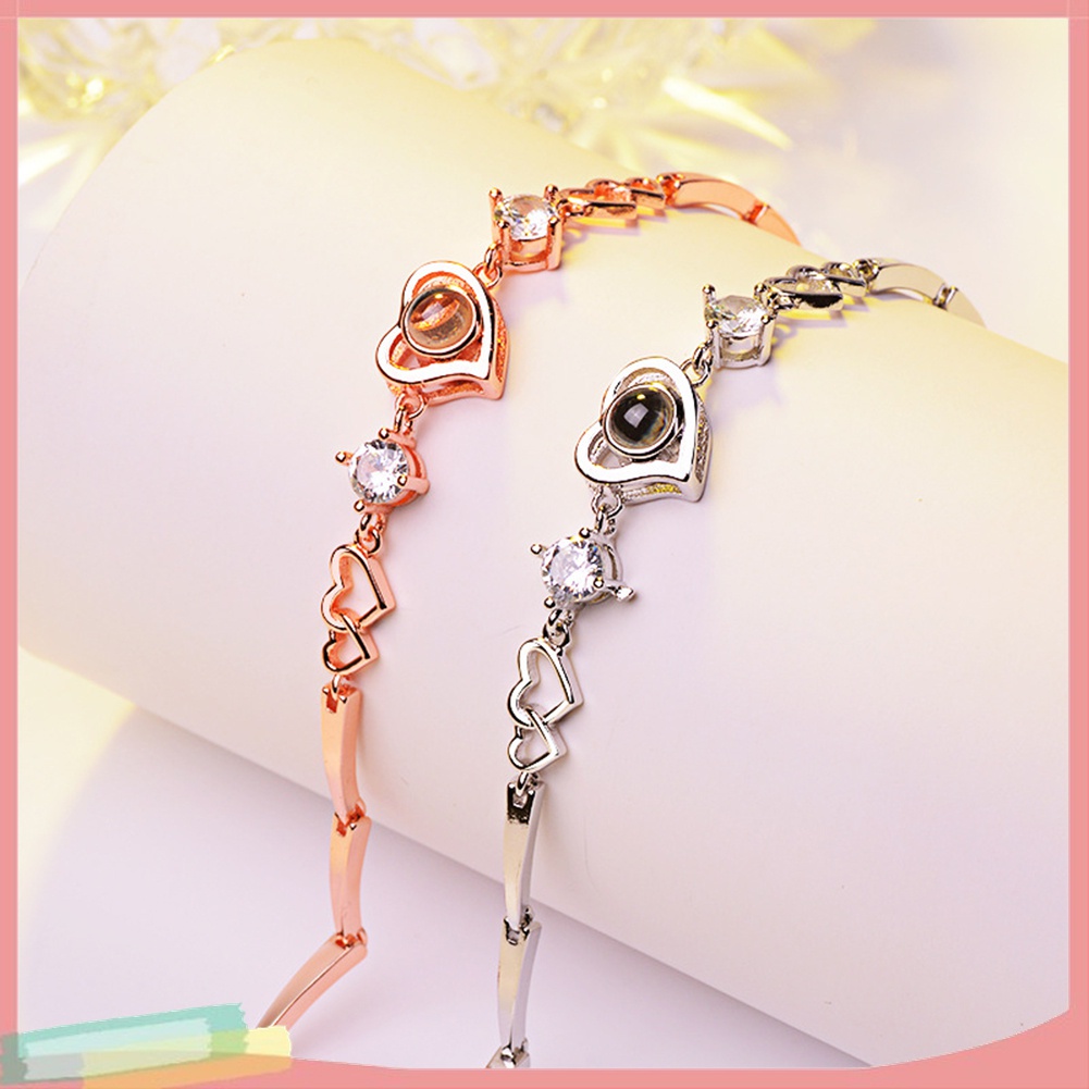 Vòng Tay Hợp Kim Mạ Bạc Khắc Chữ I Love You Bằng Máy Chiếu 100 Ngôn Ngữ Thời Trang