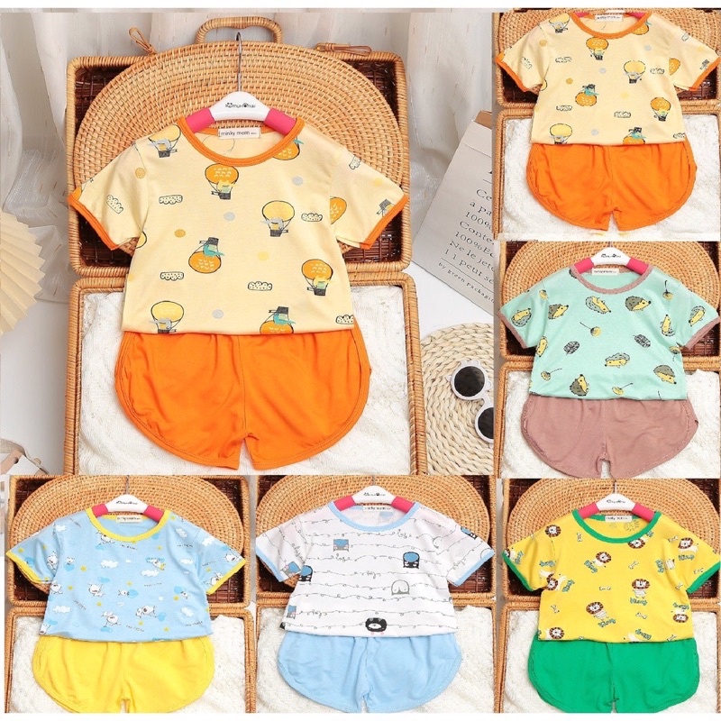 NT040 BỘ CỘC TAY, ĐÙI, NGẮN TAY THUN LẠNH MINKY MOM CHO BÉ TRAI, BÉ GÁI, SƠ SINH HÌNH CON VẬT ĐÁNG YÊU