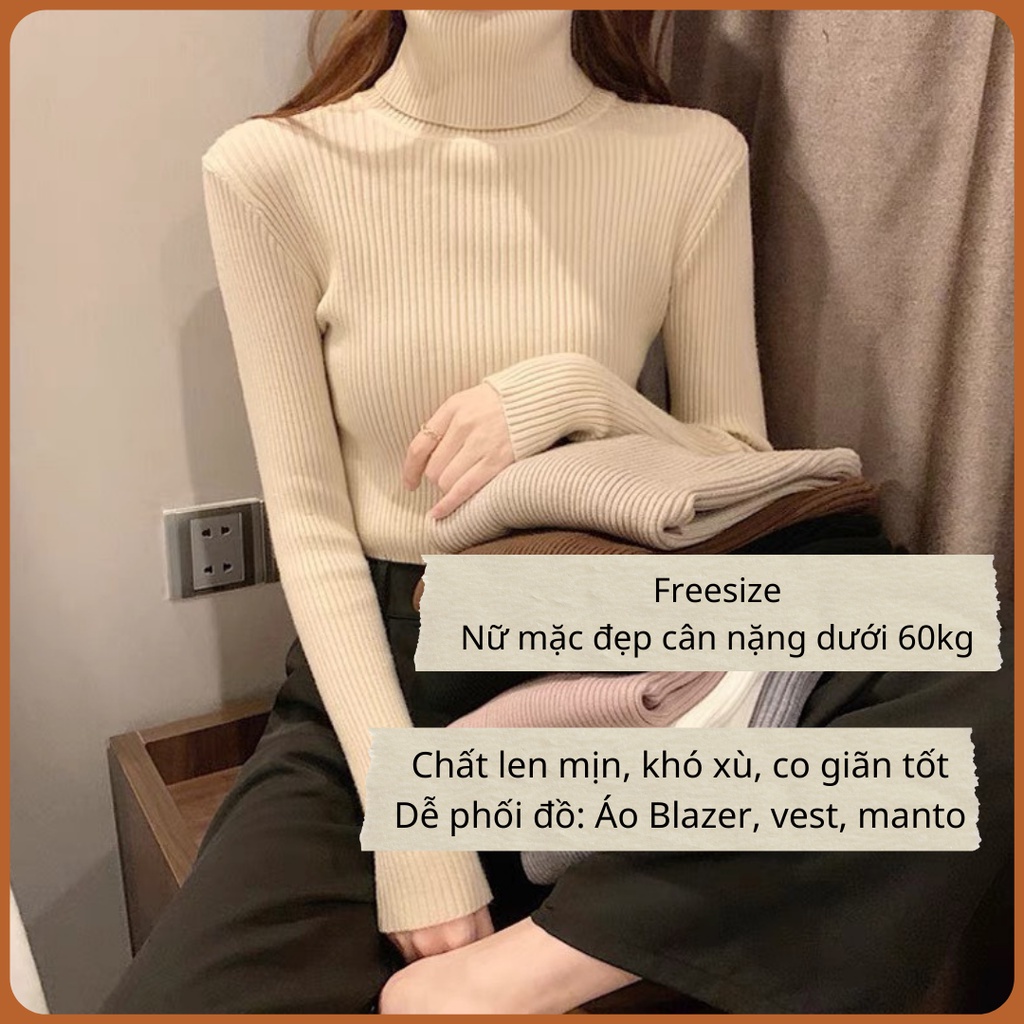 Áo Len Tăm Cổ Cao Cổ Lọ Giữ Nhiệt Áo Len Mix Đồ Nhiều Màu