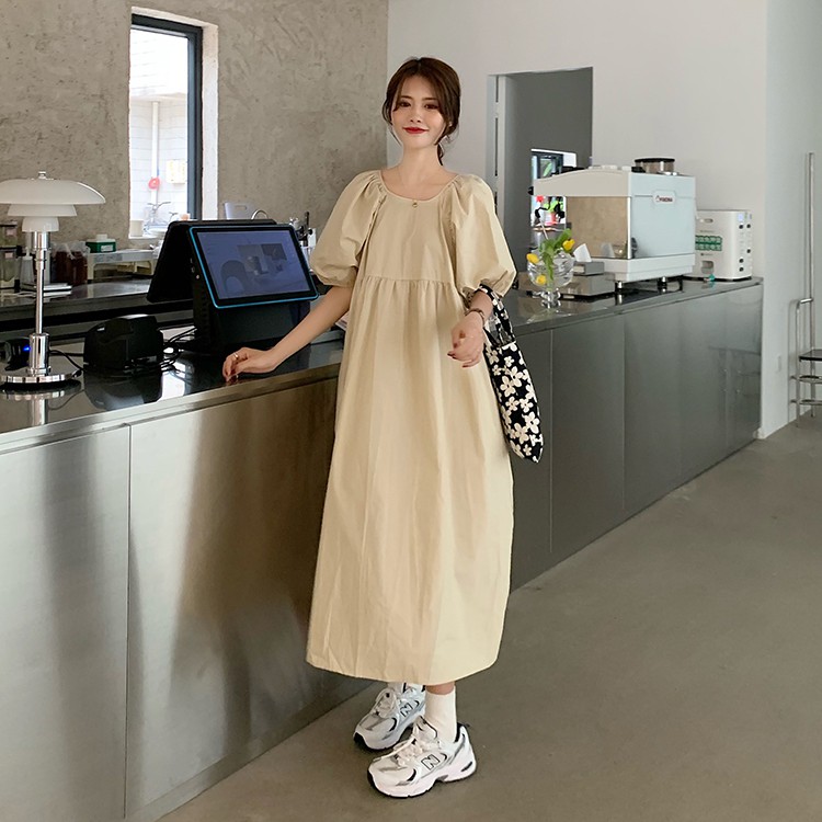 (CÓ SẴN)ĐẦM OVERSIZE TAY PHỒNG BEIGE