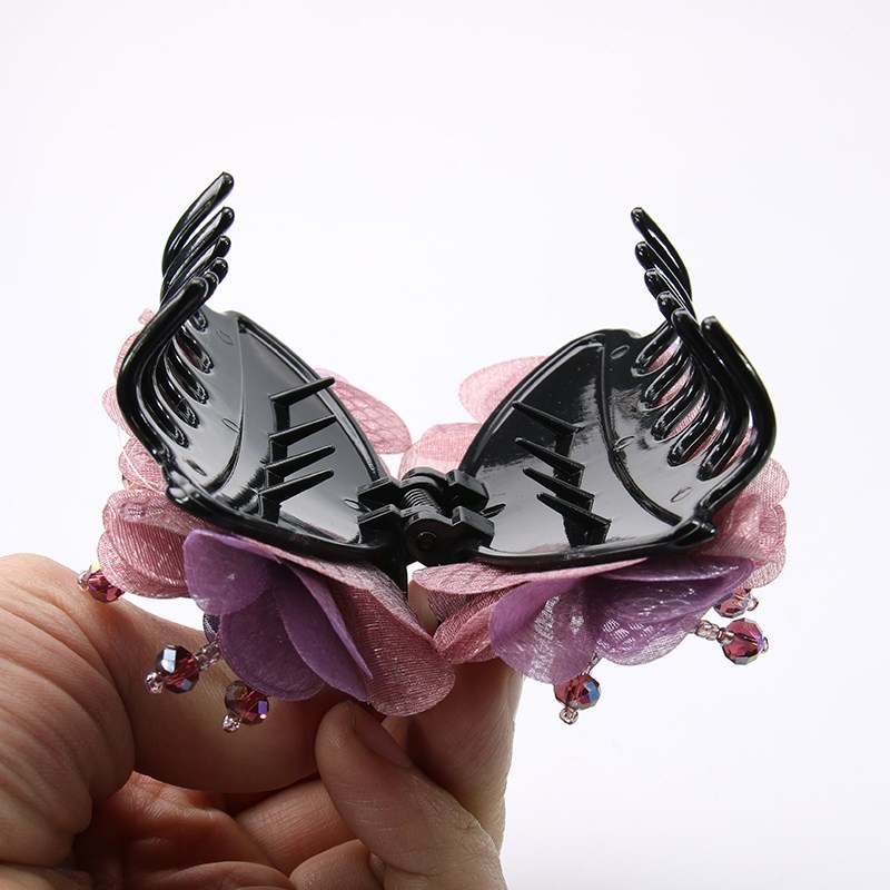 Kẹp Tóc Đính Hoa Ruy Băng Lưng Cỡ Lớn Phong Cách Hàn Quốc