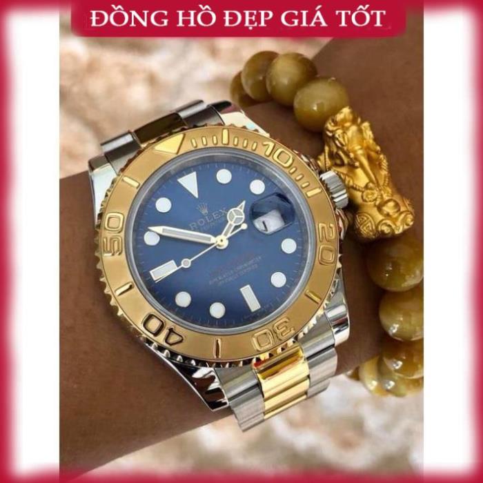 Đồng hồ Nam Ro-lex cơ automatic Oyster Yacht Master cổ điển mạnh mẽ nam tính dây kim loai 40mm màu xanh vàng WACH