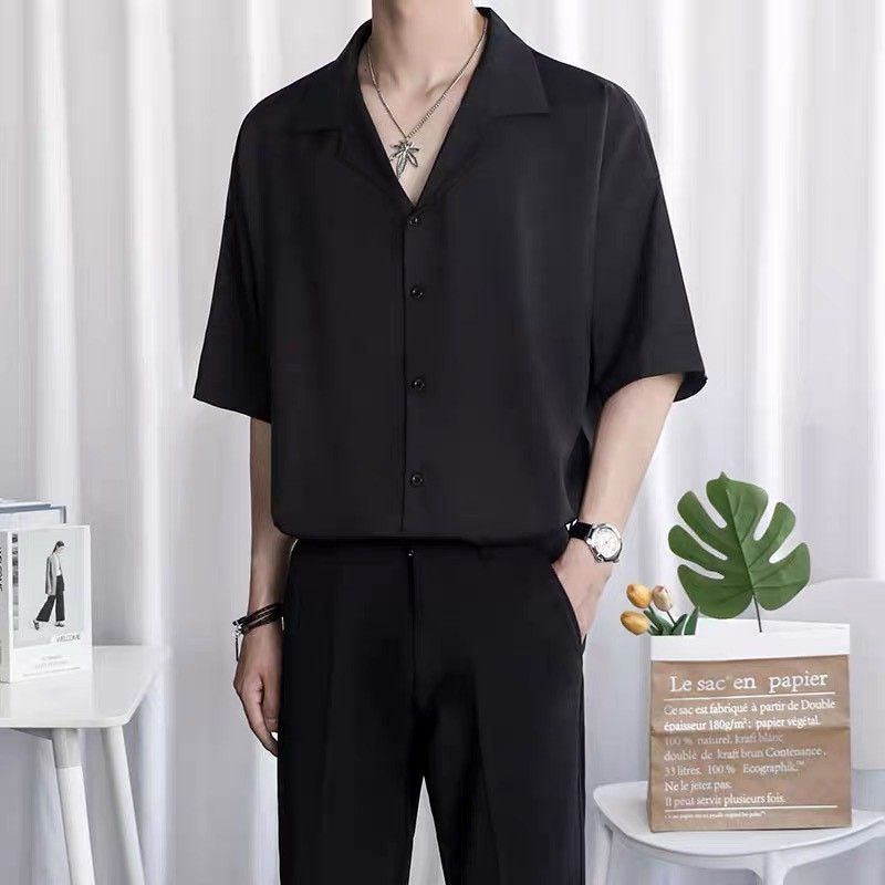 SƠ MI LỤA trơn trắng đen tay lỡ bacsi nam nữ from rộng unisex