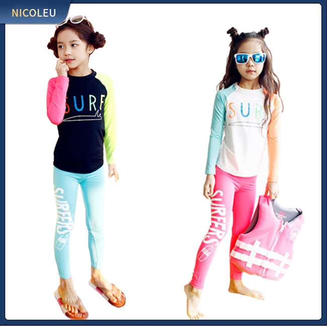 Nicoleu | Bộ Đồ Bơi 2 Mảnh Tay Dài Chống Nắng Nhanh Khô Phong Cách Hồi Giáo Cho Nam Và Nữ