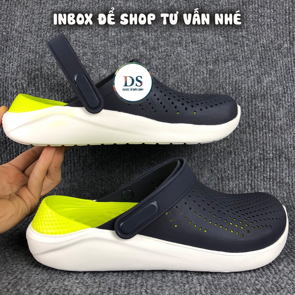 Dép Cross Literide Nam Nữ màu Xanh Navy đế Vàng, Hàng loại 1 full tag, full box hãng