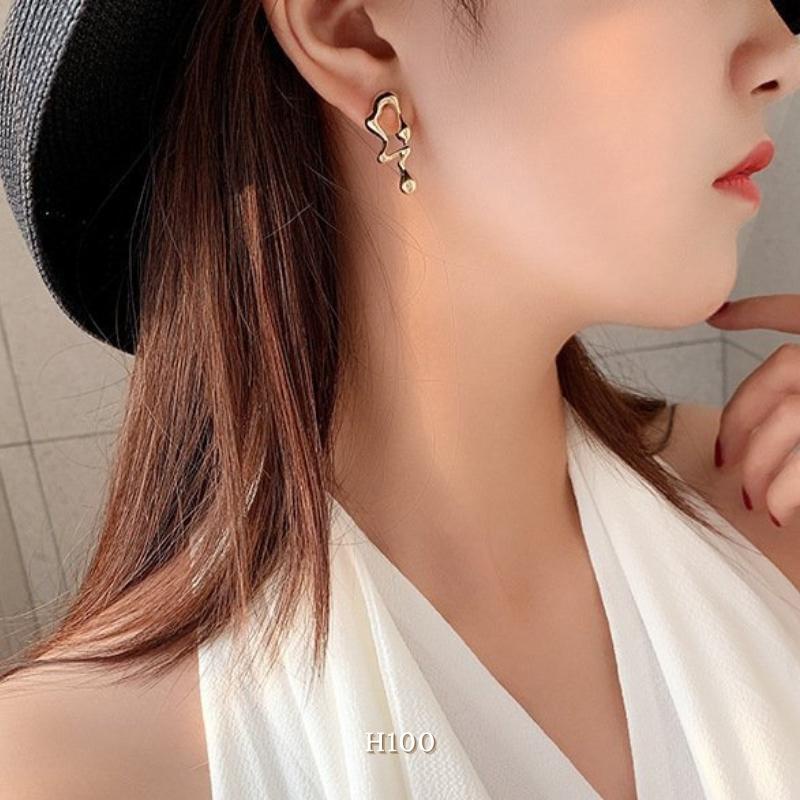 Bông tai hình trù tượng bất đối xứng phong cách Hàn Quốc cá tính ANNIE H100