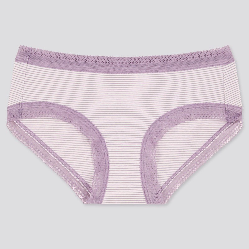 Quần chip nữ cotton kẻ ngang cạp thấp viền ren xinh xắn của UNIQLO