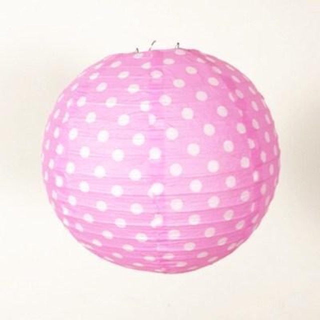 SALE Đèn lồng giấy khung sắt chấm bi 30cm