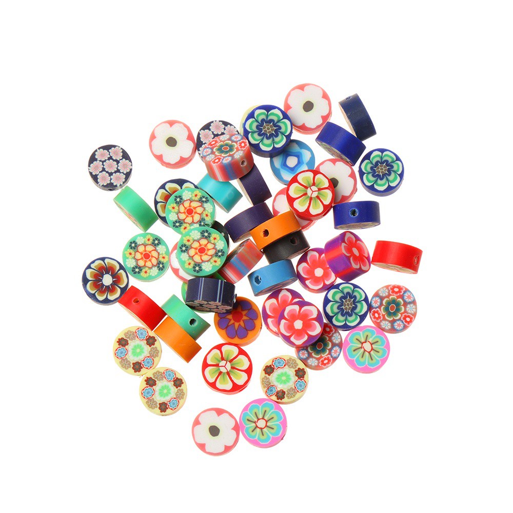 Bộ 50 hạt xỏ bằng đất sét polymer 10mm dành cho làm đồ trang sức thủ công DIY