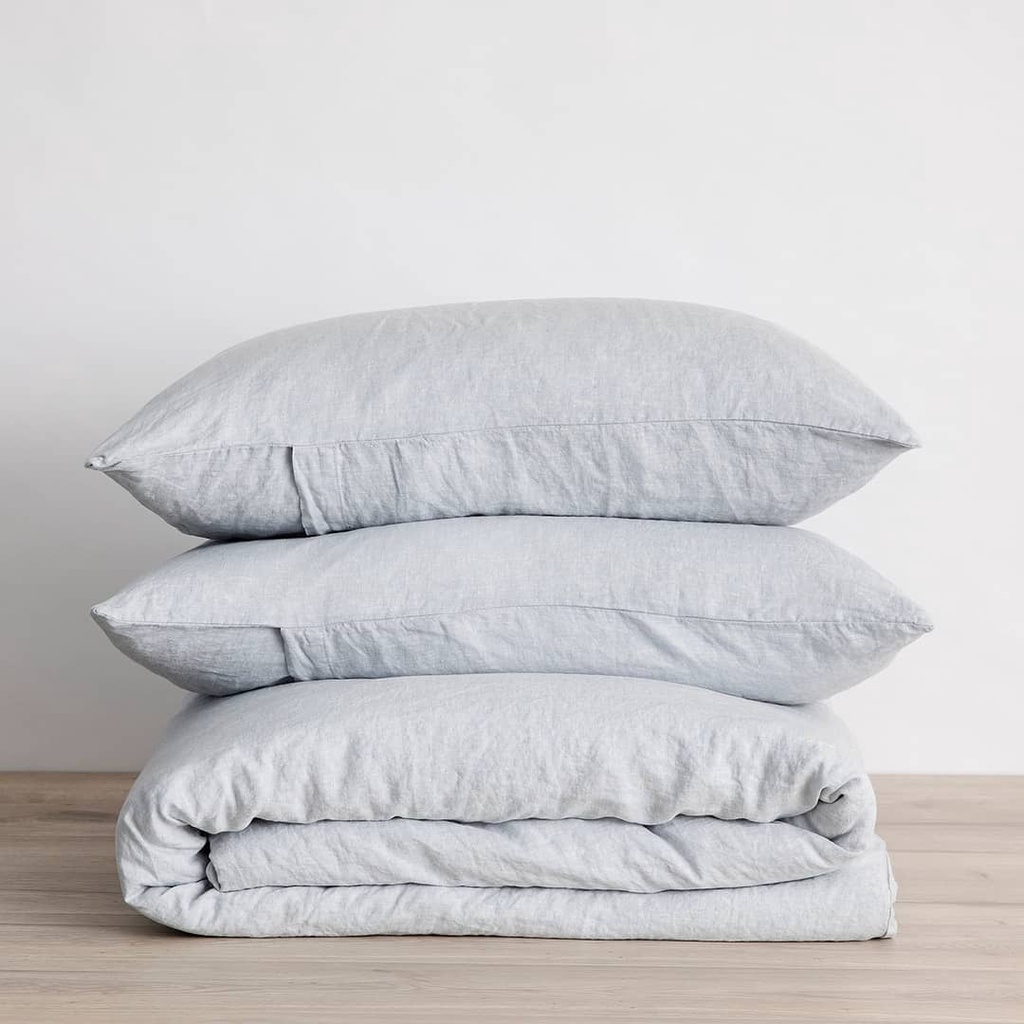 Anam home - set ga giường cao cấp LINEN  premium 100% màu xanh nhạt