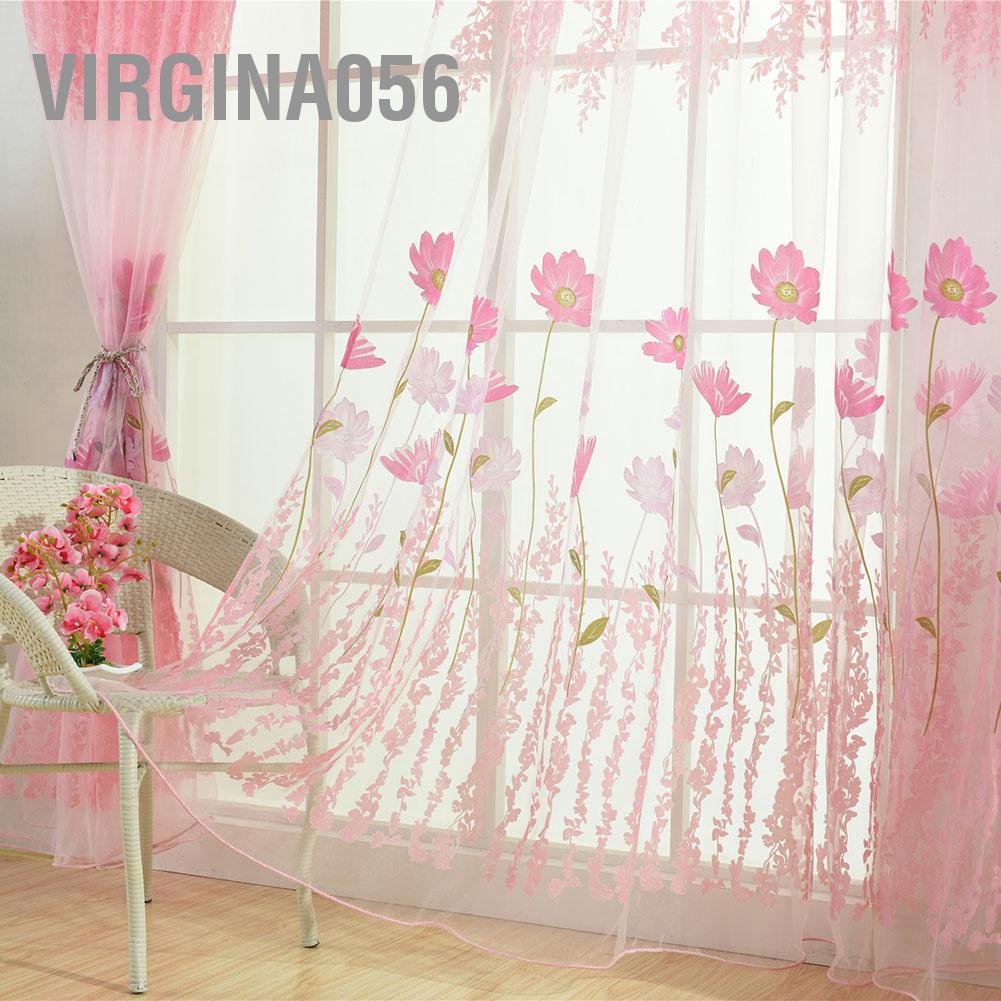 Virgina056 Polyester Floral Pattern Window Tulle Voile Curtain Bedroom Living Room Decor