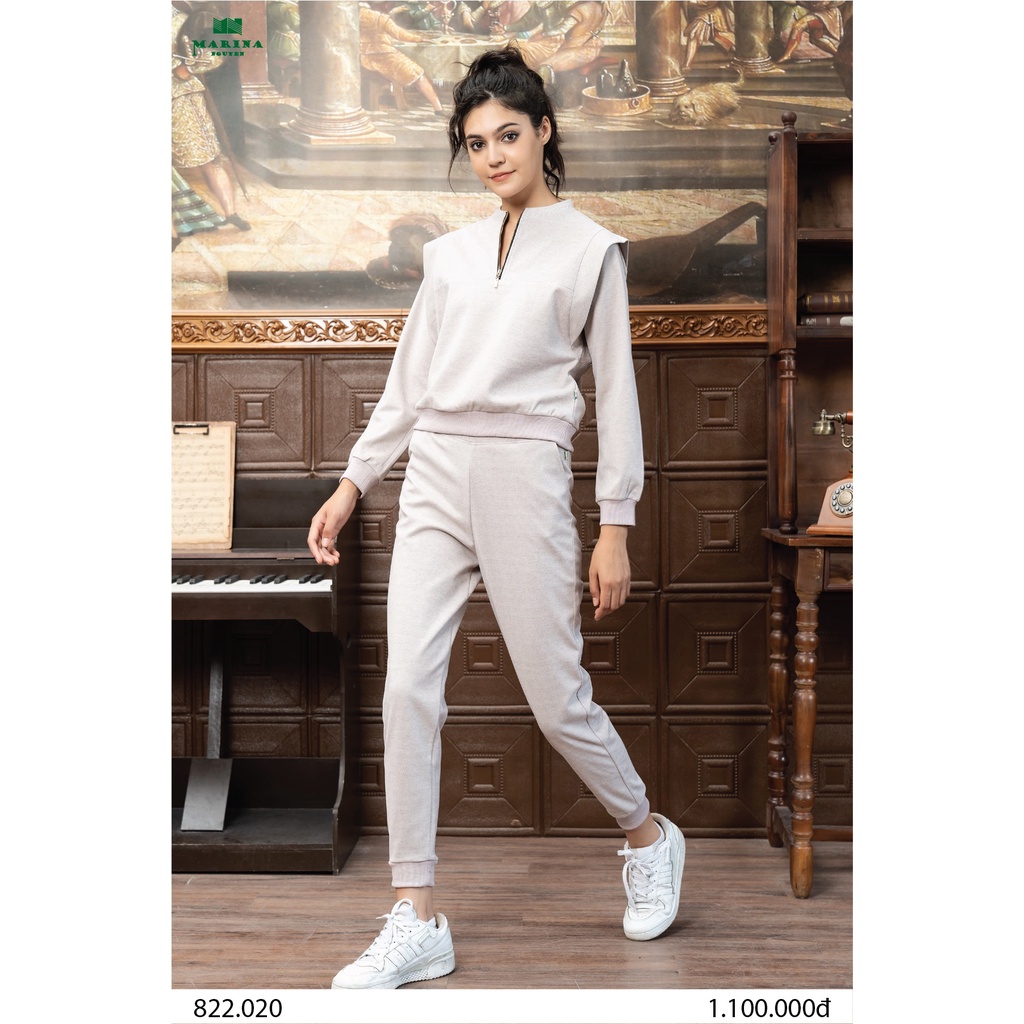 Bộ Đồ Thu Đông Nữ MARINA NGUYỄN Thiết Kế Dài Tay, Kiểu Dáng Trẻ Trung, Chất Liệu Dạ Mềm Mịn - 822020