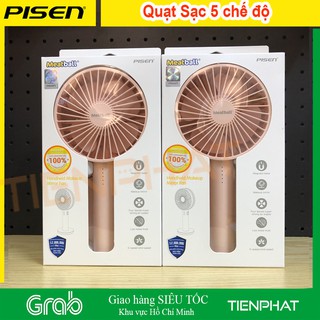Quạt cầm tay để bàn Pisen Meatball 2000mah có gương - Hàng chính hãng