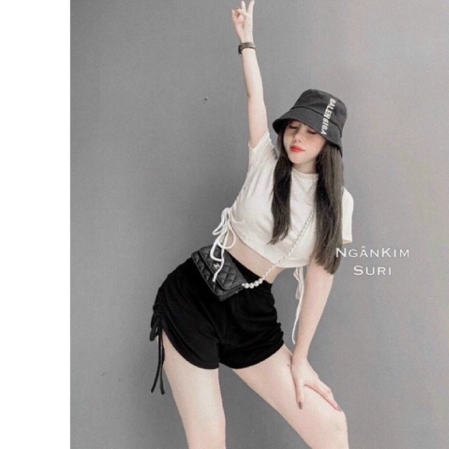 Set thể thao dây rút hai bên siêu cưng sexy gồm áo và quần 💜💜💜p