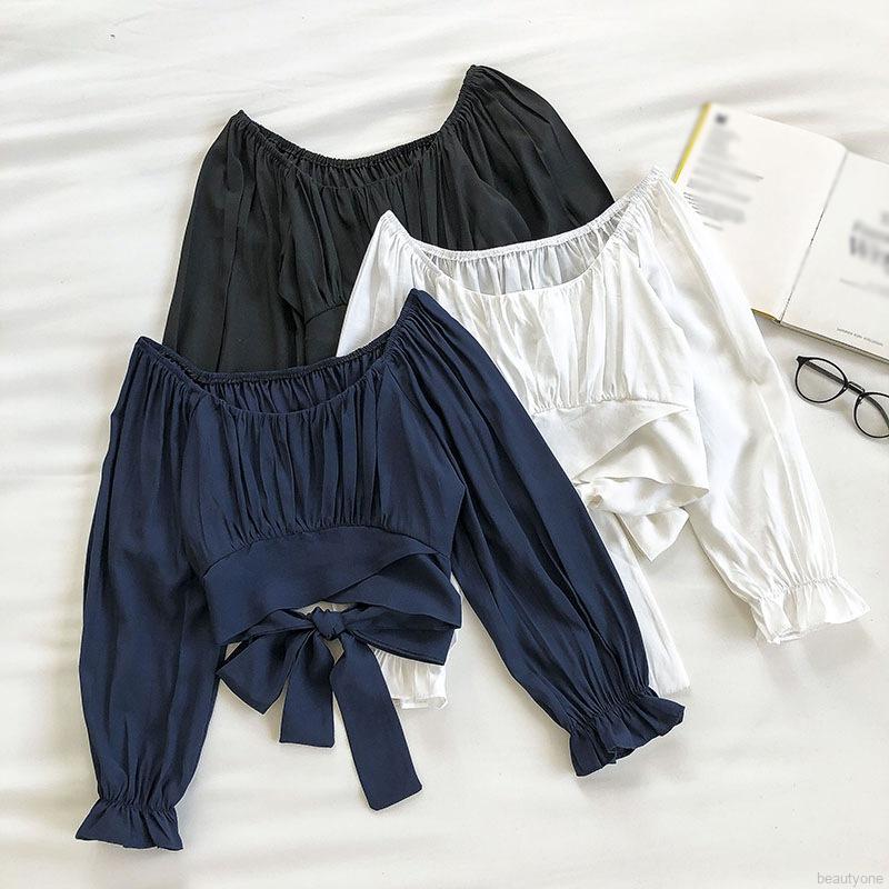 Áo Croptop Tay Dài Cổ Vuông Thiết Kế Hở Lưng Quyến Rũ | BigBuy360 - bigbuy360.vn