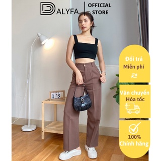 Quần ống rộng suông lưng cao DALYFA chất liệu tuyết mưa loại 1 phong cách thời trang trẻ trung NA001