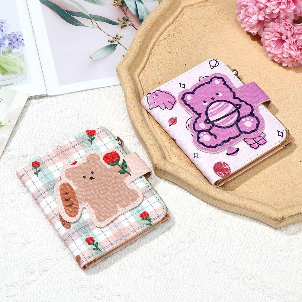 LAY Ví Da PU Chất Lượng Cao In Họa Tiết Chú Gấu Hoạt Hình Đáng Yêu