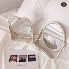 Gương trang điểm để bàn lúa mạch 2 mặt gương xoay 360 độ (HOT)