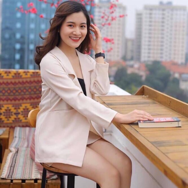 Áo vest công sở màu nude chất cát trượt dày dặn