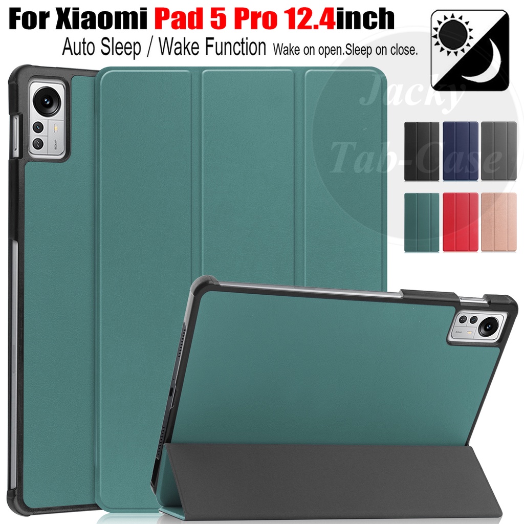 Bao Da PU Máy Tính Bảng Nắp Gập Từ Tính Chống Mồ Hôi Có Chức Năng Thức Ngủ Cho Xiaomi Pad 5 Pro 12.4 (2022) Mi Pad5 Pro 12.4inch