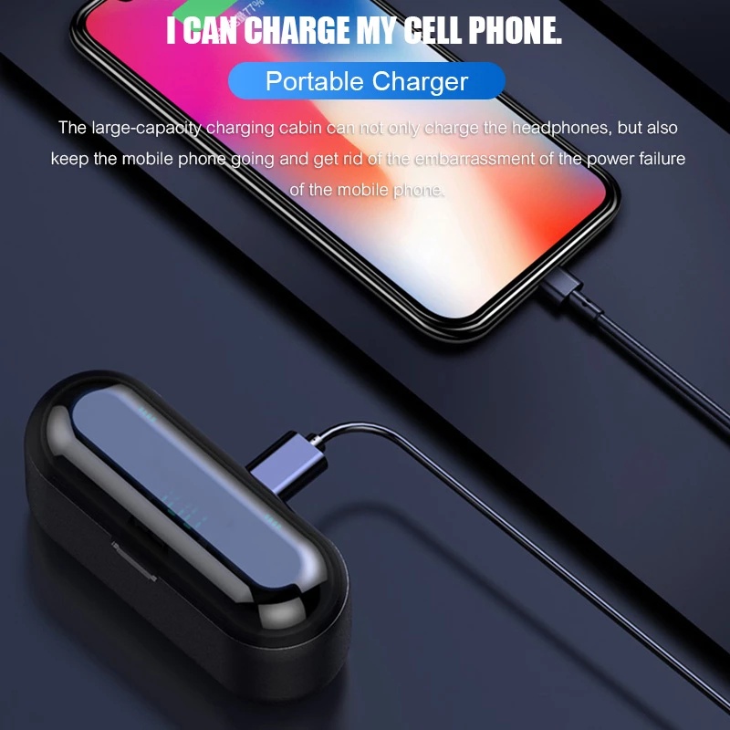 Tai nghe không dây TZUZL F9 Bluetooth cảm ứng âm thanh nổi TWS 2000mAh