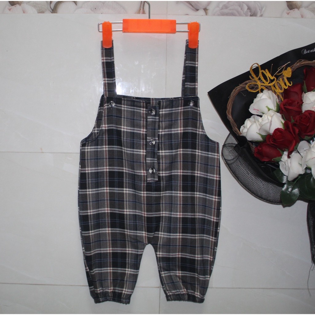 [Jumpsuit] Áo liền quần, áo yếm kẻ sọc caro, phong cách baby mori dành cho bé trai và bé gái