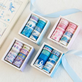 Băng Dán Giấy Washi Tape Trang Trí Bullet Journal Set 10 Cuộn | WS002