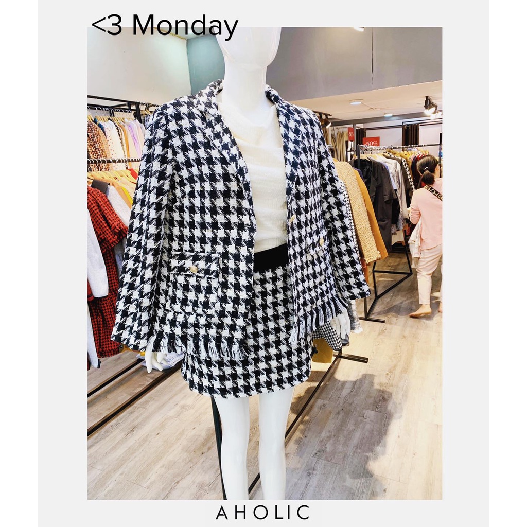 Chân váy dạ ngắn nanh sói 1 màu V2641 Aholic