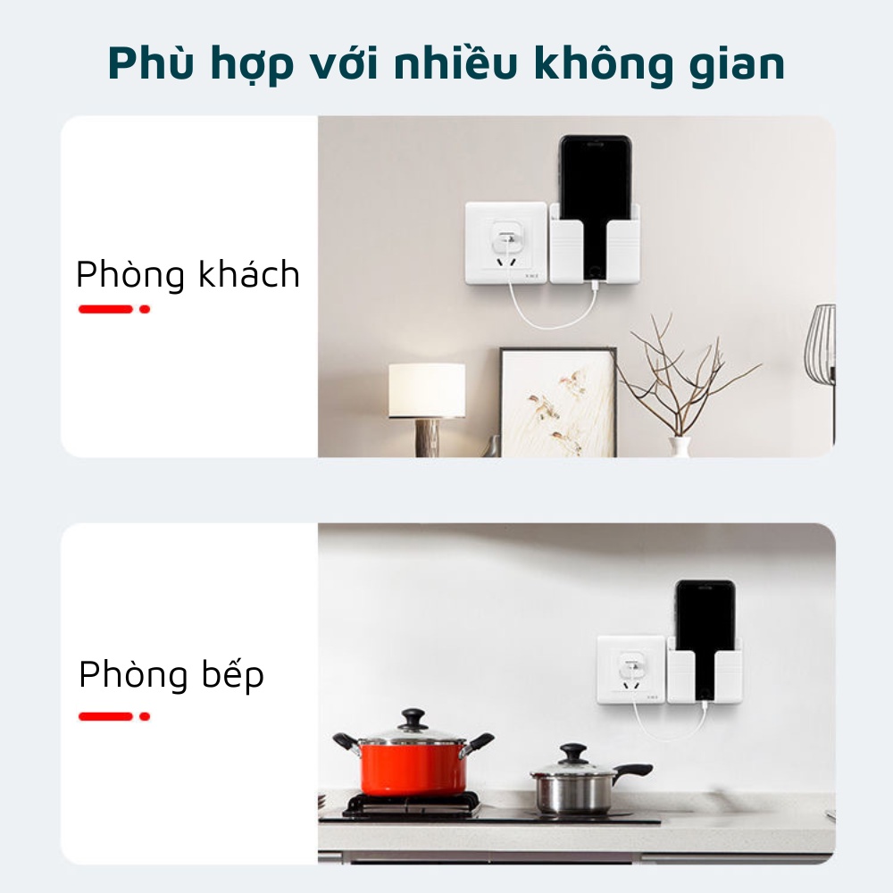 Kệ dán tường để điện thoại giá đỡ sạc kệ cắm điều khiển xẻ rãnh đa năng tiện lợi