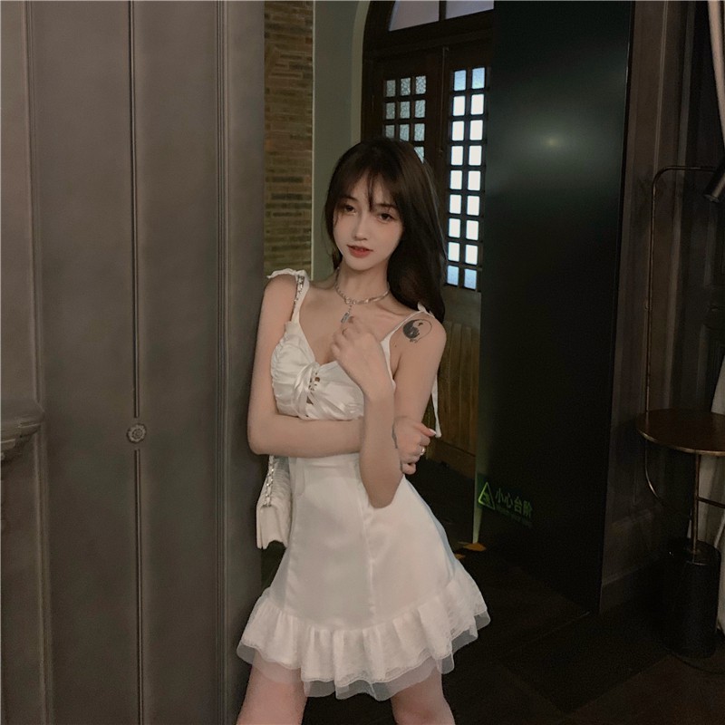 Đầm dáng xòe hai dây mini Emilyshop ulzzang
