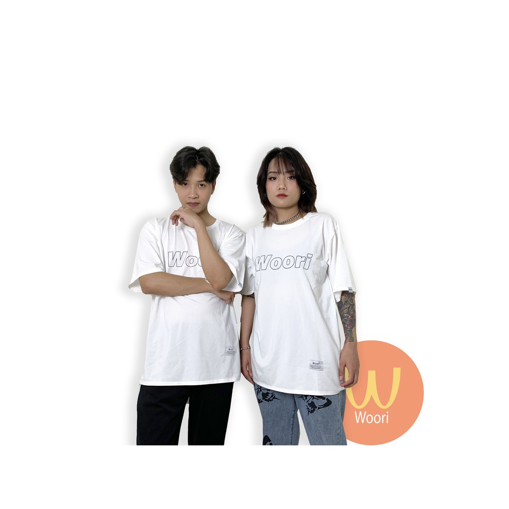 1.Áo thun Unisex Woori Basic Tee nam nữ tay lỡ form rộng Over Size