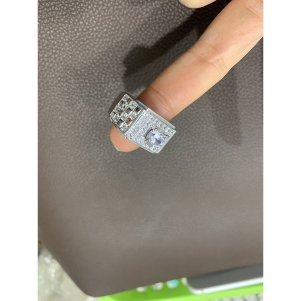 Nhẫn nam nạm đá bạc phủ vàng trắng sắc nét NGỌC MẬU