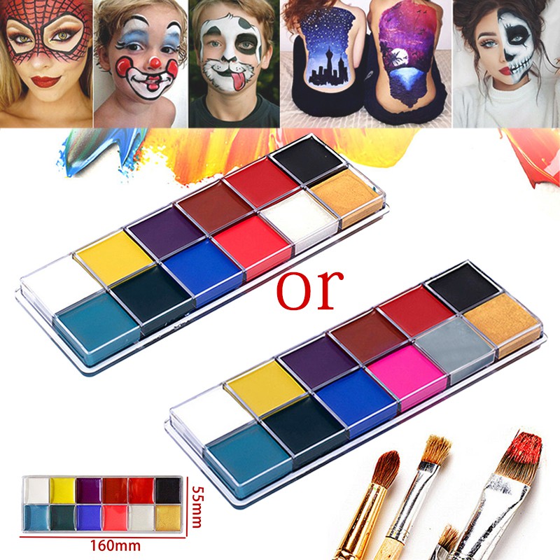Bảng màu sơn dầu trang điểm cơ thể với 12 màu độc đáo cho dịp Halloween/ bữa tiệc