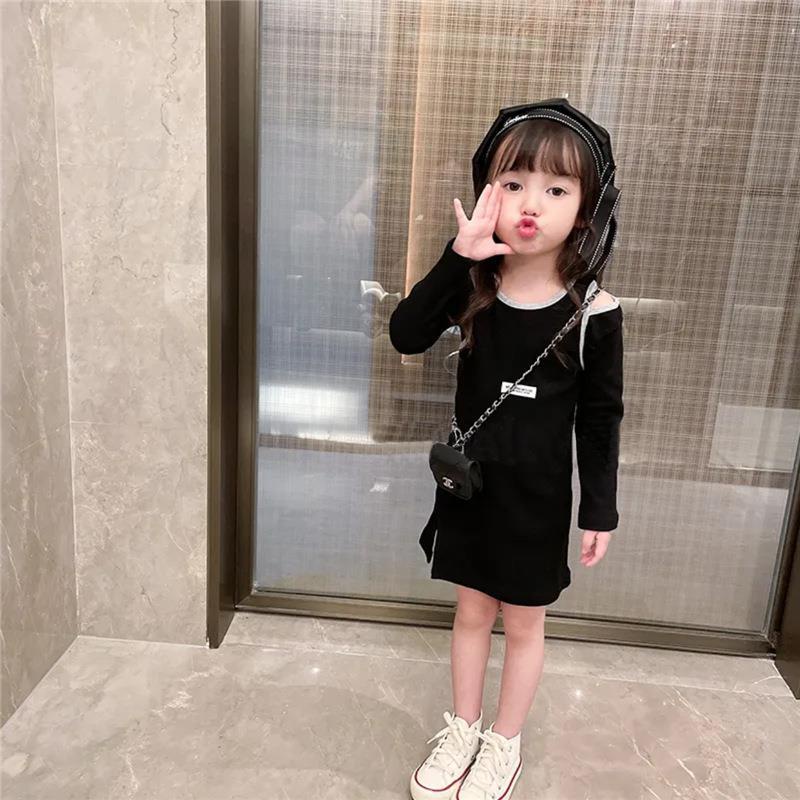 Bộ Đầm Hai Mảnh Áo Tay Dài Bằng Vải Cotton Thuần Khiết Phong Cách Phương Tây Thời Trang Xuân Thu Dành Cho Bé Gái