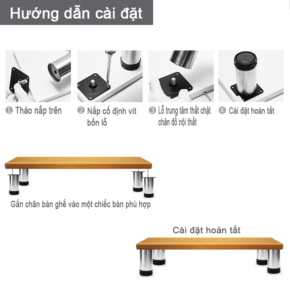 Chân gắn đồ nội thất/ghế sofa/bàn ghế/tủ TV/bàn cà phê điều chỉnh được bằng chất liệu thép không gỉ