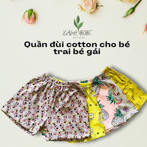 Quần đùi cotton cho bé trai bé gái mặc ở nhà cực đẹp