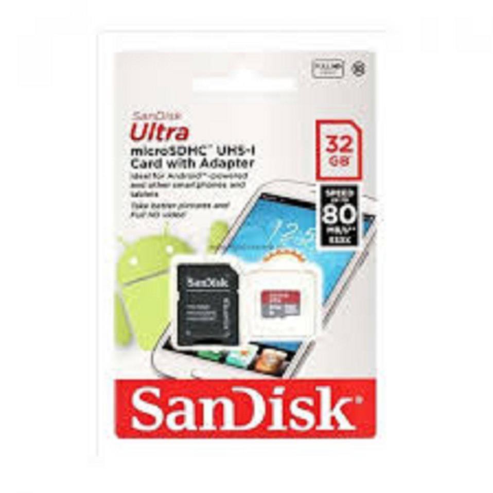 Trợ giá Thẻ nhớ SanDisk Ultra 32G tốc độ 80MB/s chính hãng BH 5 năm  tem SPC 5 năm BH