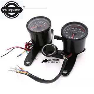 Đế đồng hồ đôi, kèm bắt ổ khóa, độ classic, cafe racer....