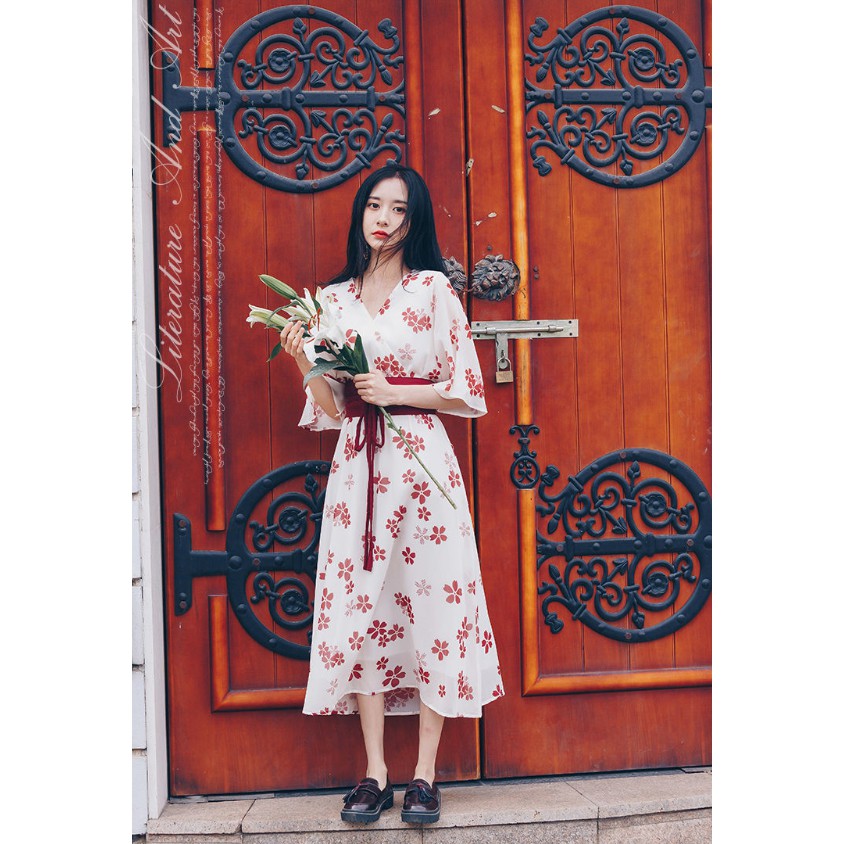 Đầm voan hoa thời trang retro trung hoa dành cho nữ
