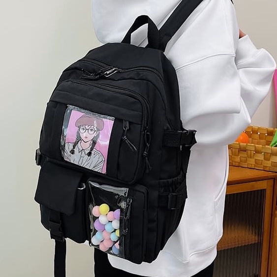 Balo Ulzzang Hàn Quốc Nam Nữ Thời Trang MYiHO Balo societ Giá Rẻ Cute Dễ Thương Basic BL02