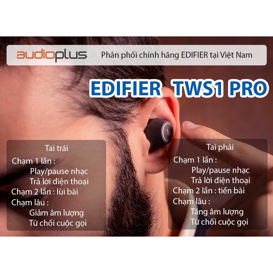 Tai nghe Edifier TWS1 Pro, Tai nghe bluetooth true wireless Edifier – Bản quốc tế – Chính hãng