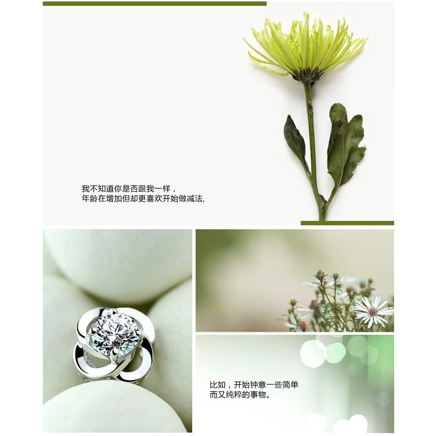 Khuyên Tai Mạ Bạc 925 Hình Cỏ Bốn Lá Đính Đá Xinh Xắn